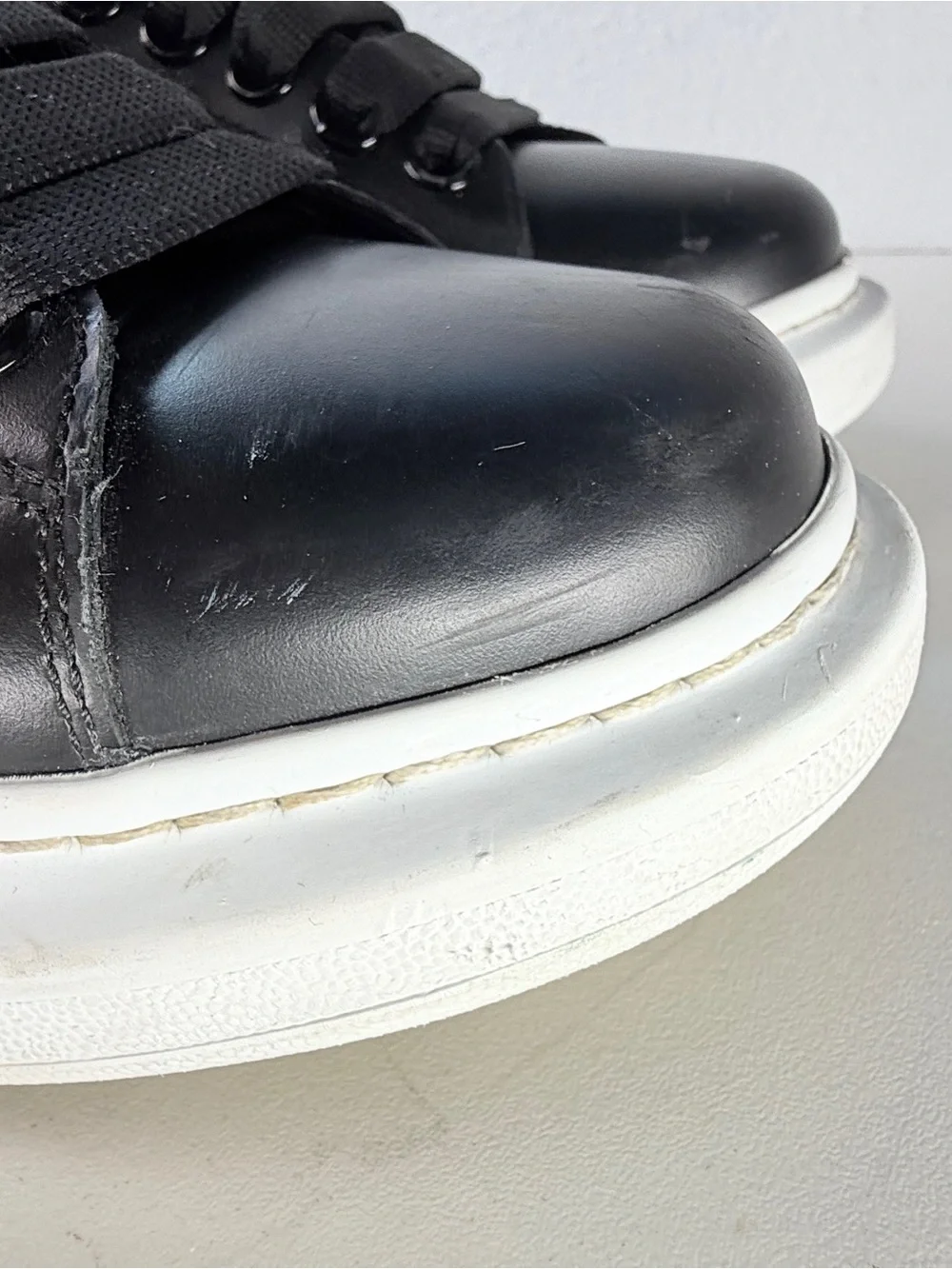 Alexander McQueen Oversized Sneakers Black Leather Mens 6.5 Womens 9